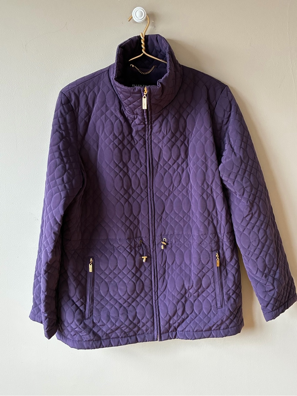 Ellen Tracy Quilted Purple Zip Jacket XL